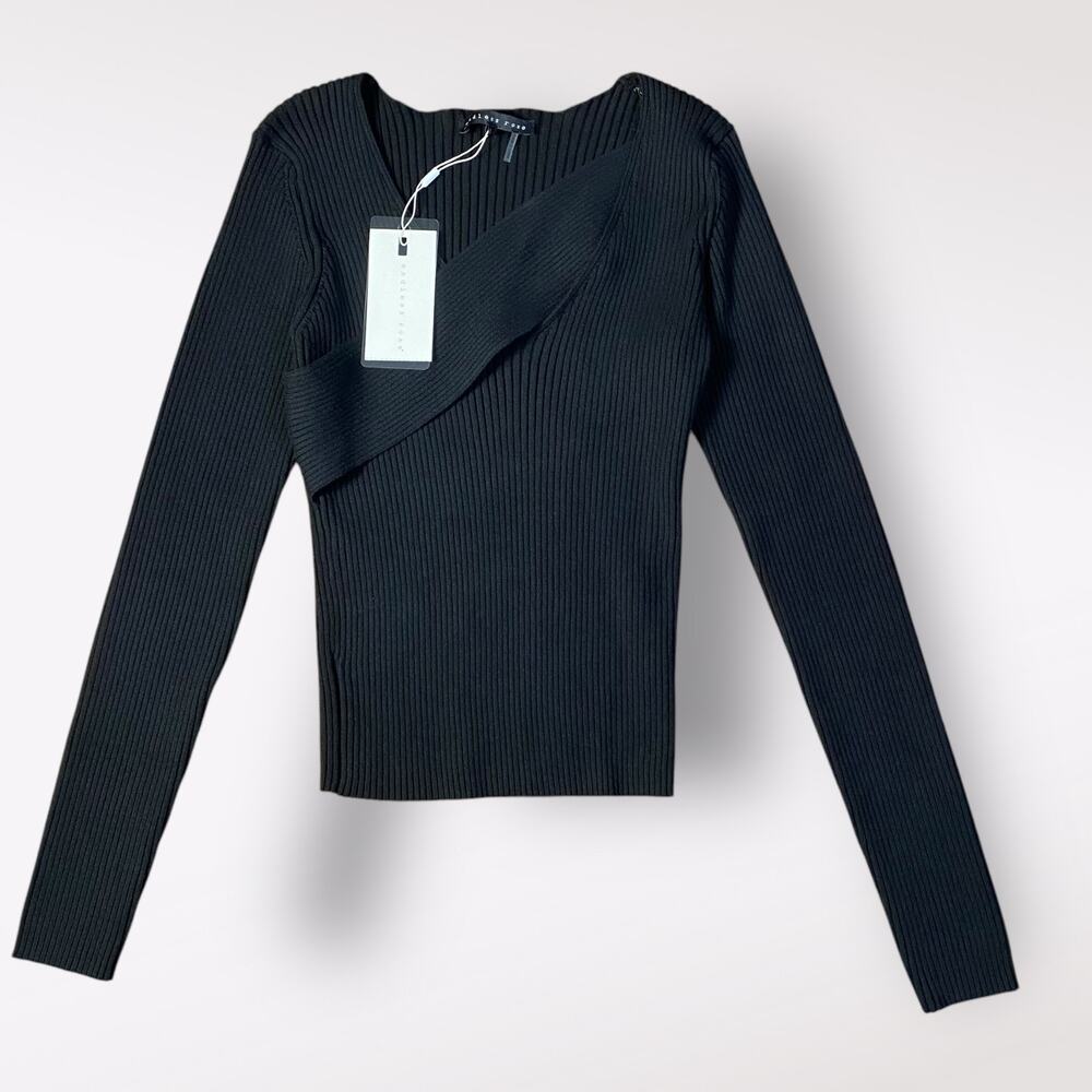 Endless Rose NWT‎ Knit Wrap Sweater Womens Size L Black Business
